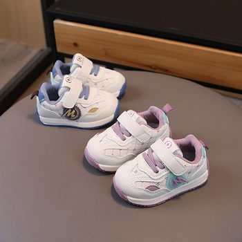 Unisex βρεφικά αθλητικά παπούτσια για 12-36 μηνών, άνω μέρος από συνθετικό δέρμα, χαμηλός ύψος, κλείσιμο με Velcro, κατάλληλα για άνοιξη-φθινόπωρο