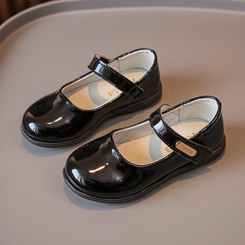 Lányoknak készült bőrcipő koreai stílusban Velcro-zárás, alacsony boka, PU belső talp, gumírozott talp