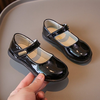 Lányoknak készült bőrcipő koreai stílusban Velcro-zárás, alacsony boka, PU belső talp, gumírozott talp