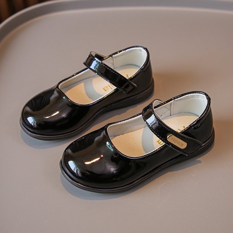 Lányoknak készült bőrcipő koreai stílusban Velcro-zárás, alacsony boka, PU belső talp, gumírozott talp