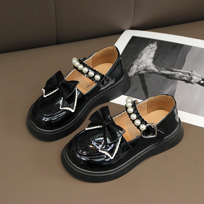 Pantofi din piele pentru fetițe – partea superioară din piele naturală, talpă din cauciuc, respirabili, anti-alunecare, stil britanic