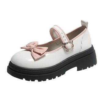 Mary Jane loaferiai moterims su apvaliu nosimi, vidutinio aukščio kulnas 3–5 cm, gumos padas, PU įdaila