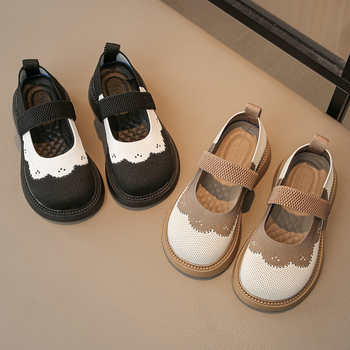 Παιδικά παπούτσια Fly-Knit που αναπνέουν, με κέντημα πεταλούδας, ελαστικό κλείσιμο, PU πάτος, πλαστική σόλα, χαμηλό επάνω μέρος