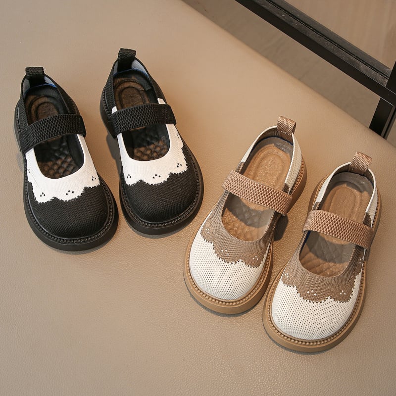 Παιδικά παπούτσια Fly-Knit που αναπνέουν, με κέντημα πεταλούδας, ελαστικό κλείσιμο, PU πάτος, πλαστική σόλα, χαμηλό επάνω μέρος