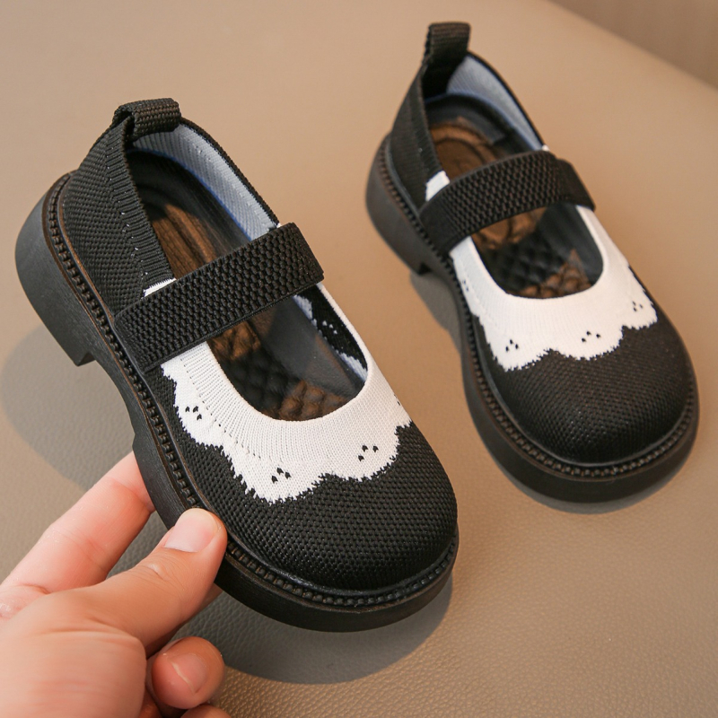 Παιδικά παπούτσια Fly-Knit που αναπνέουν, με κέντημα πεταλούδας, ελαστικό κλείσιμο, PU πάτος, πλαστική σόλα, χαμηλό επάνω μέρος