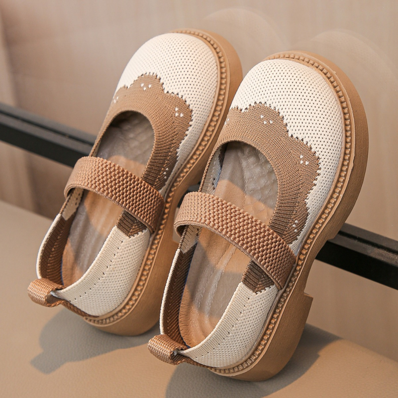 Παιδικά παπούτσια Fly-Knit που αναπνέουν, με κέντημα πεταλούδας, ελαστικό κλείσιμο, PU πάτος, πλαστική σόλα, χαμηλό επάνω μέρος