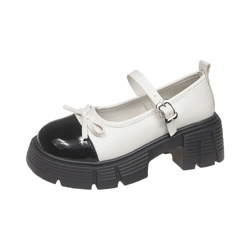 Moterų Mary Jane bateliai, PU viršus, gumos padas, apvalus priekis, sagties dirželis, 3–5 cm kulnas