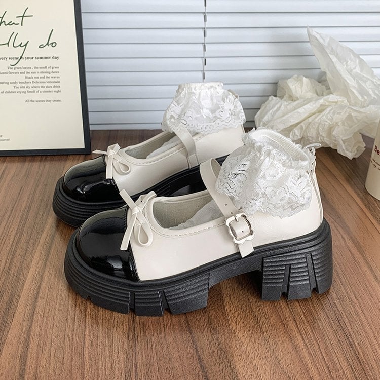 Mary Jane loaferiai iš PU odos su kaspinu, 3–5 cm kulnas, gumos padas, žemas viršus, pavasaris 2025