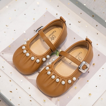 Παιδικά παπούτσια κοριτσιών από δέρμα, ελαφριά για την άνοιξη, επάνω μέρος διπλό από γνήσιο/τεχνητό δέρμα, καουτσούκ σόλα, μοτίβο που σχεδιάστηκε χειρόγραφα, για ηλικίες 7–12 ετών, κυκλοφόρησαν την άνοιξη του 2025