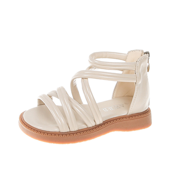 Παπούτσια ρωμαϊκά για κορίτσια με πάνω μέρος από τεχνητό δέρμα, σόλα από καουτσούκ, κλείσιμο με φερμουάρ πίσω, μονόχρωμα, για ηλικίες 1–16 ετών