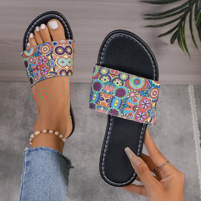 Moteriški sandalai romėniško stiliaus, audinio viršus, guminė padas