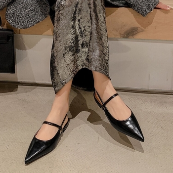 Atvirų nugara sandalai su ašiu pirštu, PU viršus, gumos padas, elastinga juostelė