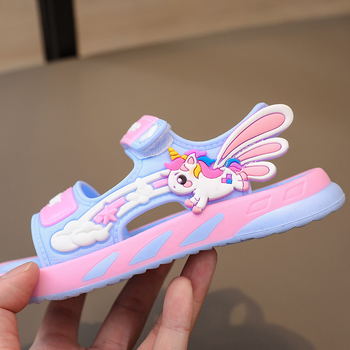 Παιδικά σανδάλια με Velcro, σχέδιο κινούμενων σχεδίων, μαλακή σόλα PVC, αντιολισθητική, μάρκα YB