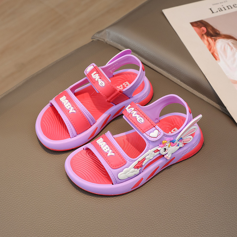 Bērnu sandales ar Velcro, karikatūras raksts, mīksta PVC zole, pretslīdes, zīmols YB