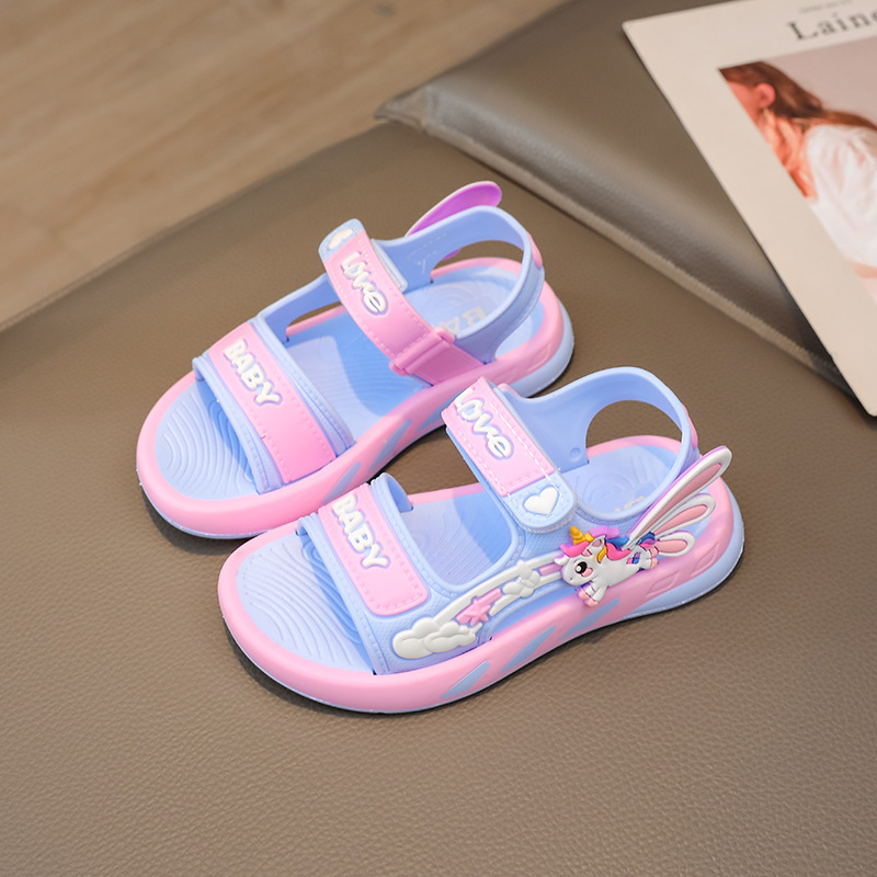 Bērnu sandales ar Velcro, karikatūras raksts, mīksta PVC zole, pretslīdes, zīmols YB