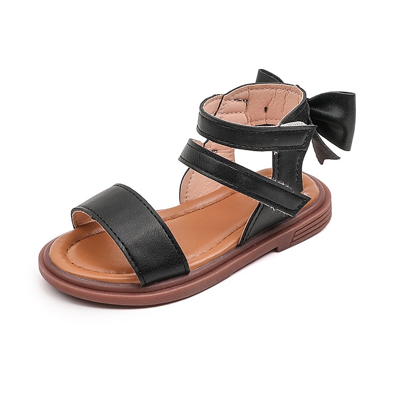 Romiešu sandales meitenēm ar bunti, Velcro aizdare, mīksta zole (Dzimums: Sievietes; Augšējais materiāls: mākslīgā āda; Vecums: 1–3 un 4–6 gadi; Zole: TPR; Aizdare: Velcro)