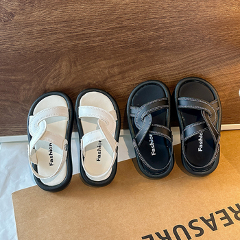 Meitenēm sandales ar Velcro aizdari - virsma no mākslīgā ādas, TPR zole, Vintage stils, vecums 1-6 gadi