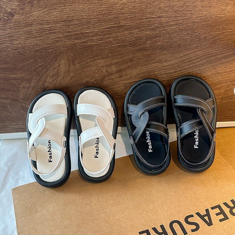 Meitenēm sandales ar Velcro aizdari - virsma no mākslīgā ādas, TPR zole, Vintage stils, vecums 1-6 gadi