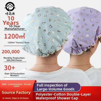 Dvigubo sluoksnio šampūno kepurė asmeniniam naudojimui – vandeniui atspari, sutankinta, alyvoms atspari, animacinio stiliaus, ausų apsauga (Medžiaga: CPE; Tinka visiems; Nenaudojama vienkartinai; Spausdintas logotipas; Neto svoris: 30)