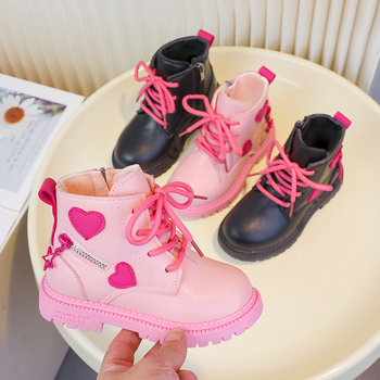 Bērnu Martins zābaki ar fleece iekšpusi, mikrošķiedras ādas augšdaļa, gumijas zole, sānos rāvējslēdzējs, vidēja augstuma kāja