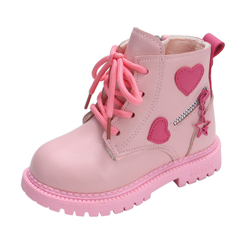 Bērnu Martins zābaki ar fleece iekšpusi, mikrošķiedras ādas augšdaļa, gumijas zole, sānos rāvējslēdzējs, vidēja augstuma kāja