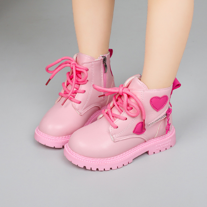 Bērnu Martins zābaki ar fleece iekšpusi, mikrošķiedras ādas augšdaļa, gumijas zole, sānos rāvējslēdzējs, vidēja augstuma kāja