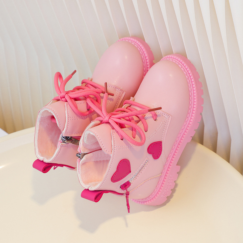 Bērnu Martins zābaki ar fleece iekšpusi, mikrošķiedras ādas augšdaļa, gumijas zole, sānos rāvējslēdzējs, vidēja augstuma kāja