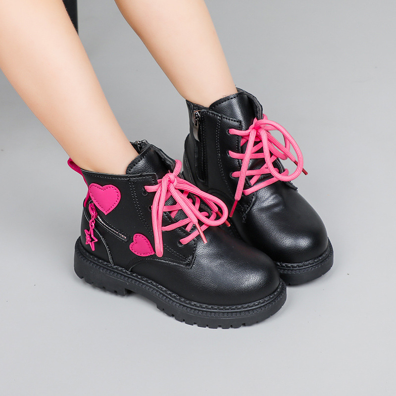 Bērnu Martins zābaki ar fleece iekšpusi, mikrošķiedras ādas augšdaļa, gumijas zole, sānos rāvējslēdzējs, vidēja augstuma kāja