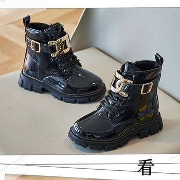 Meitenēm ādas Martin zābaki, sānu rāvējslēdzējs, zems potītes garums, gumijas zole, PU iekšējais