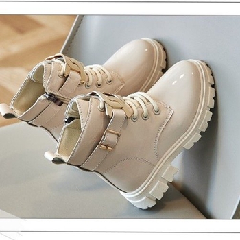 Meitenēm ādas Martin zābaki, sānu rāvējslēdzējs, zems potītes garums, gumijas zole, PU iekšējais