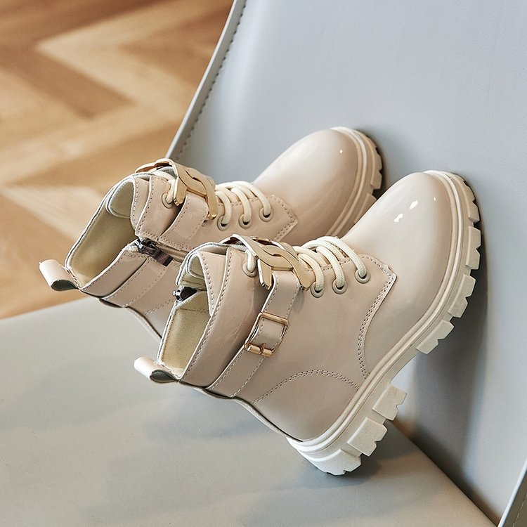 Meitenēm ādas Martin zābaki, sānu rāvējslēdzējs, zems potītes garums, gumijas zole, PU iekšējais