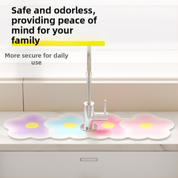 Απορροφητικό PVC χαλάκι νεροχύτη, με εκτύπωση λουλουδιών, με προφίλ άκρων, για κουζίνα και μπάνιο