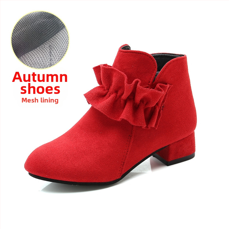 Meitenēm potīšu zābaki ar pūdelēm, augšdaļa no mākslīgās ādas, gumijas zole, sānu rāvējslēdzējs, vienkrāsains, princeses stils