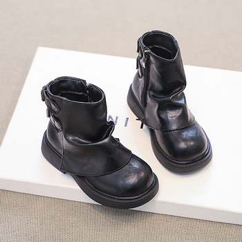 Bērnu Martin zābaki ar bieza zoles, PU virsma, gumijas ārējā zole, mākslīgās kažokādas iekšējā odere, sānu rāvējslēdzējs