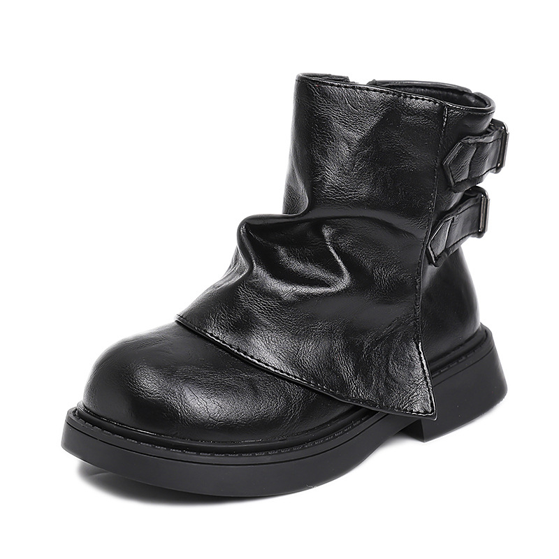 Bērnu Martin zābaki ar bieza zoles, PU virsma, gumijas ārējā zole, mākslīgās kažokādas iekšējā odere, sānu rāvējslēdzējs