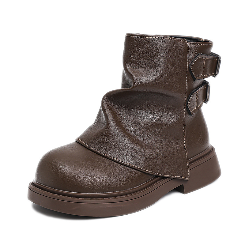 Bērnu Martin zābaki ar bieza zoles, PU virsma, gumijas ārējā zole, mākslīgās kažokādas iekšējā odere, sānu rāvējslēdzējs