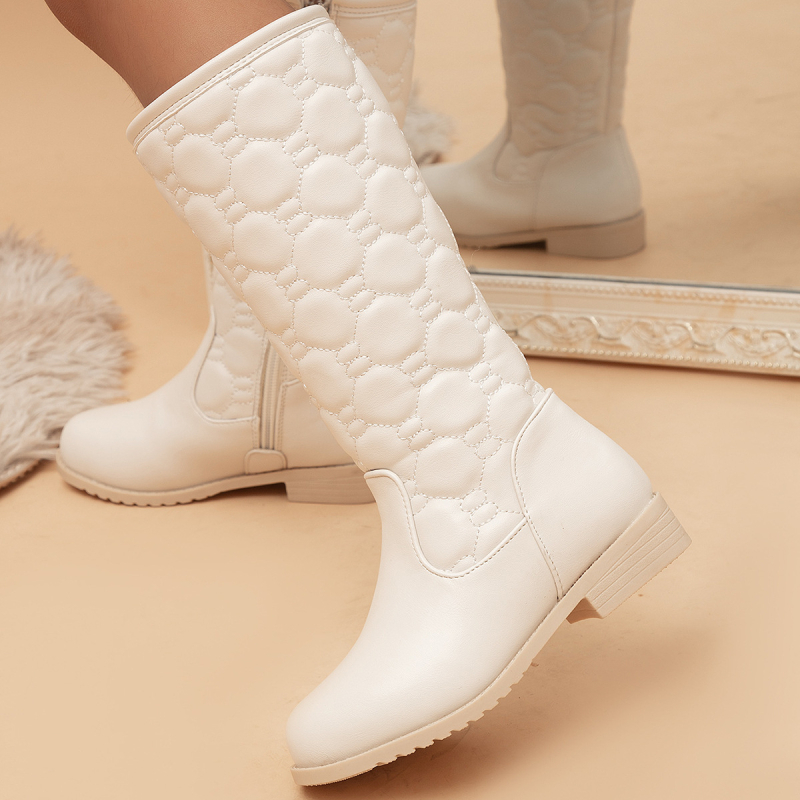 Meitenēm paredzēti ziemas zābaki princeses stilā, ar mākslīgu kažoku oderi, augsts siluets, sānos rāvējslēdzējs, augšdaļa no mākslīgās ādas, TPR zole