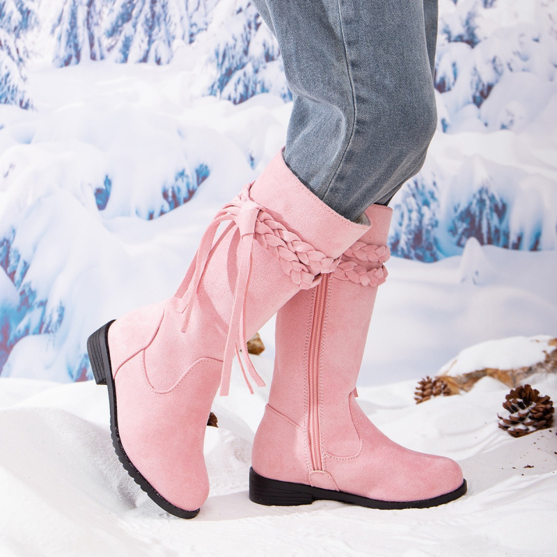 Meitenēm riteru zābaki - Mākslīgās ādas augšdaļa, fleece oderējums, augsts garums, sānu rāvējslēdzējs, TPR zole