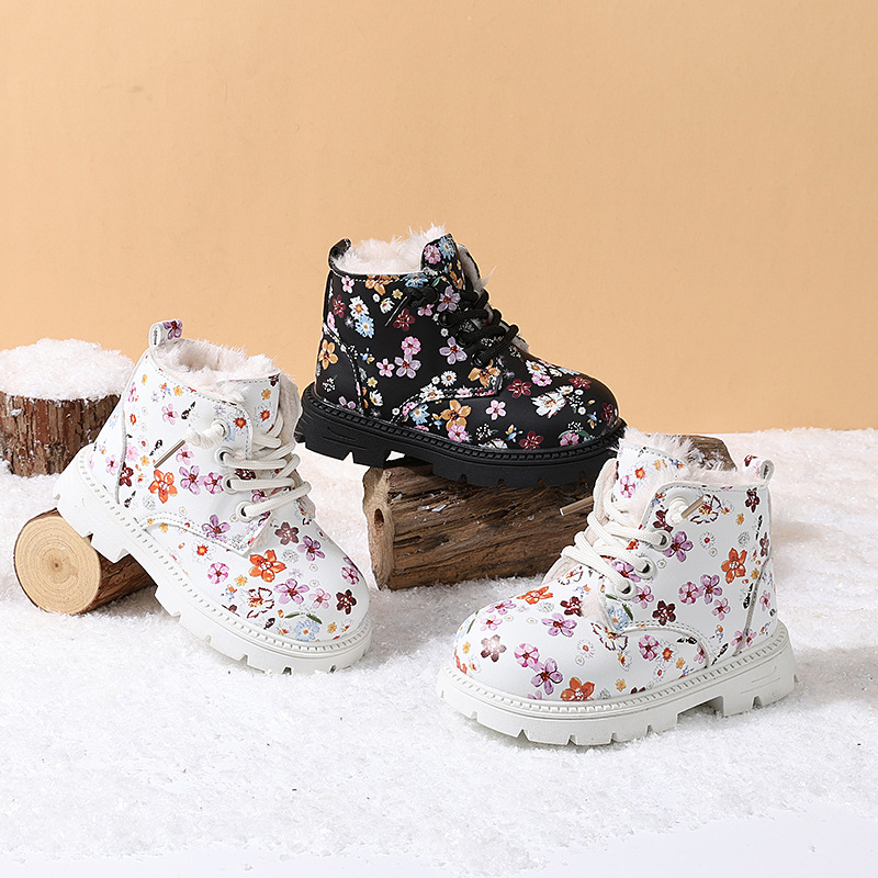 Bērnu florālie Martins zābaki, augšdaļa no mākslīgās ādas (Augšdaļa: mākslīgā āda; Vecums: 1–6 gadi; Kategorija: potītes zābaki)