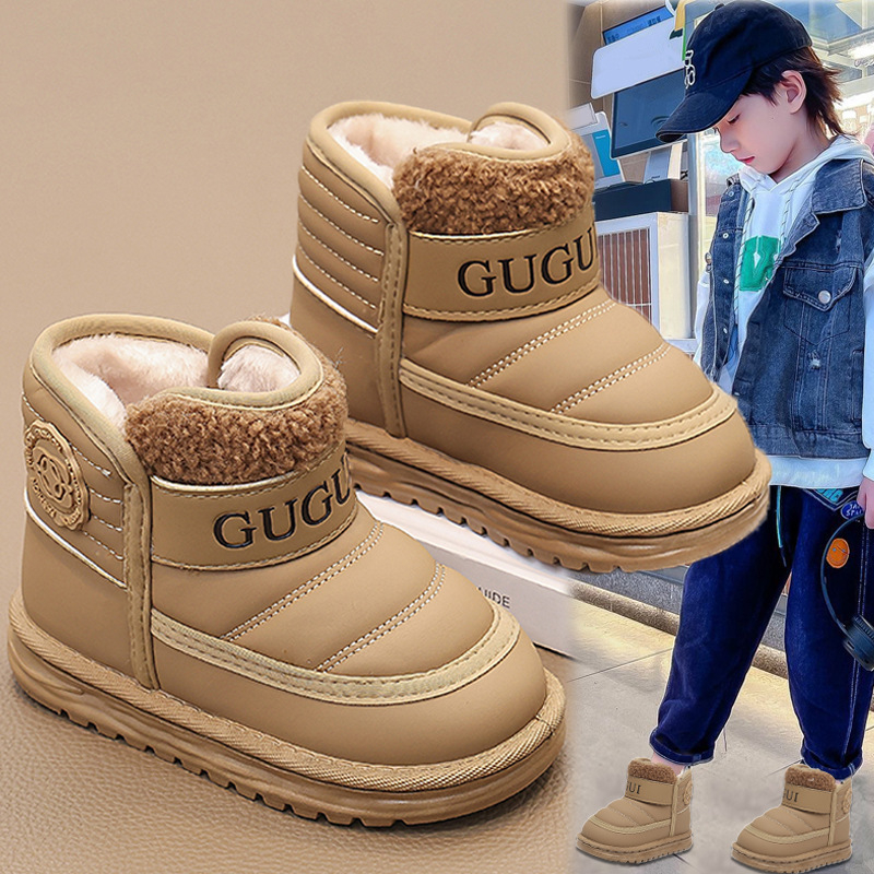 Bērnu sniega zābaki, universāls dizains, PU augšējā daļa, potītes zābaki, Korejas stils, vecums 4–16 gadi