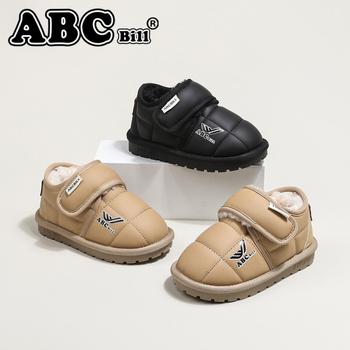 Bērnu zemās kurpes no kokvilnas, PU augšdaļa, gumijas zole, Velcro aizdare, bieza konstrukcija, Ziemas 2025