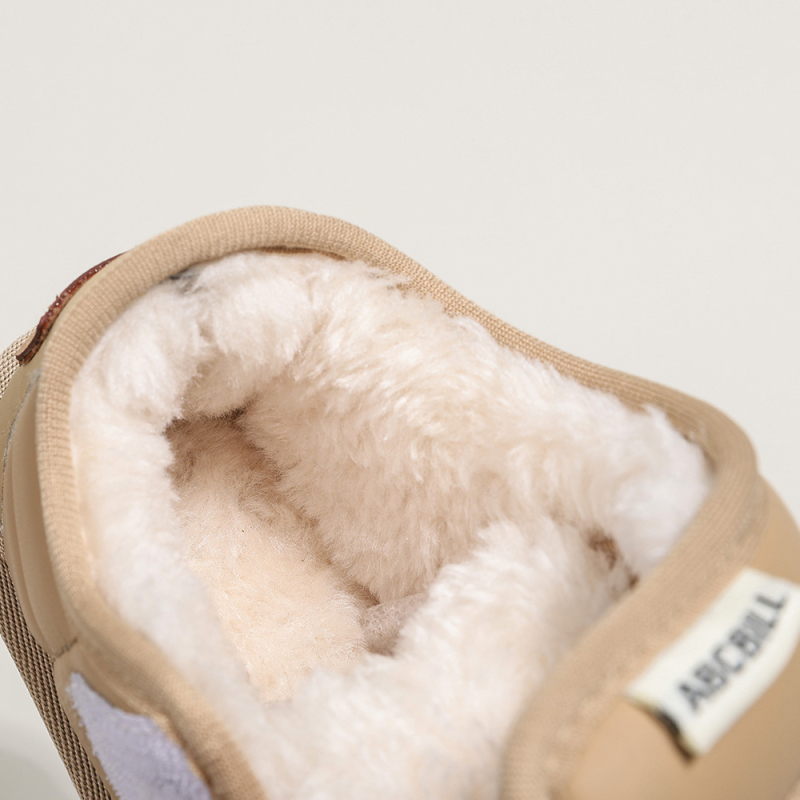 Bērnu zemās kurpes no kokvilnas, PU augšdaļa, gumijas zole, Velcro aizdare, bieza konstrukcija, Ziemas 2025