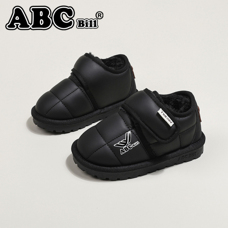 Bērnu zemās kurpes no kokvilnas, PU augšdaļa, gumijas zole, Velcro aizdare, bieza konstrukcija, Ziemas 2025