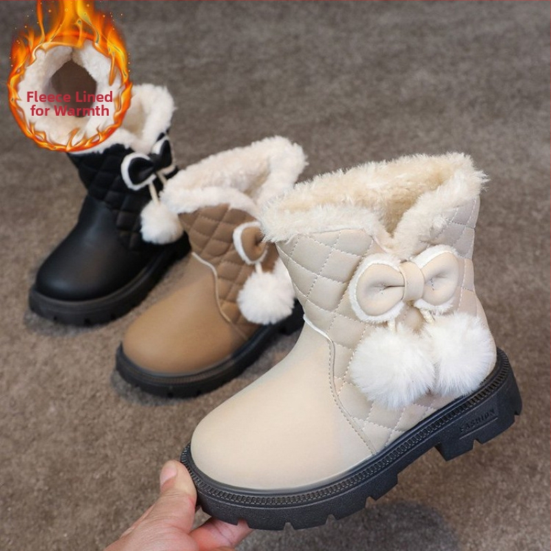 Зимни снежни ботуши за момичета – PU горна част, корейски стил, за деца 1–3 години, ботуши до глезена