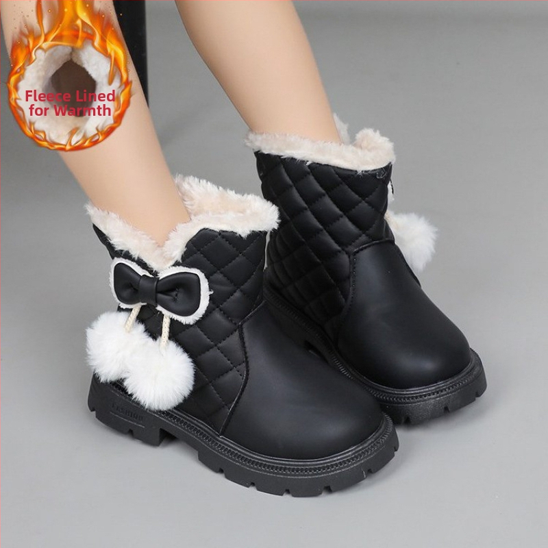 Зимни снежни ботуши за момичета – PU горна част, корейски стил, за деца 1–3 години, ботуши до глезена