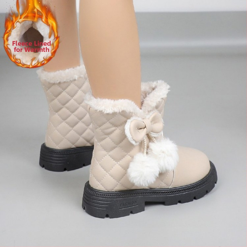 Зимни снежни ботуши за момичета – PU горна част, корейски стил, за деца 1–3 години, ботуши до глезена