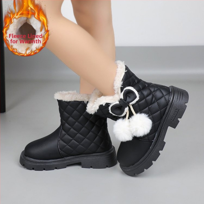 Meitenēm ziemas sniega zābaki - PU augšdaļa, Korejas stila, 1–3 gadu vecumam, izcelsme Taizhou, Zhejiang, potīšu zābaki