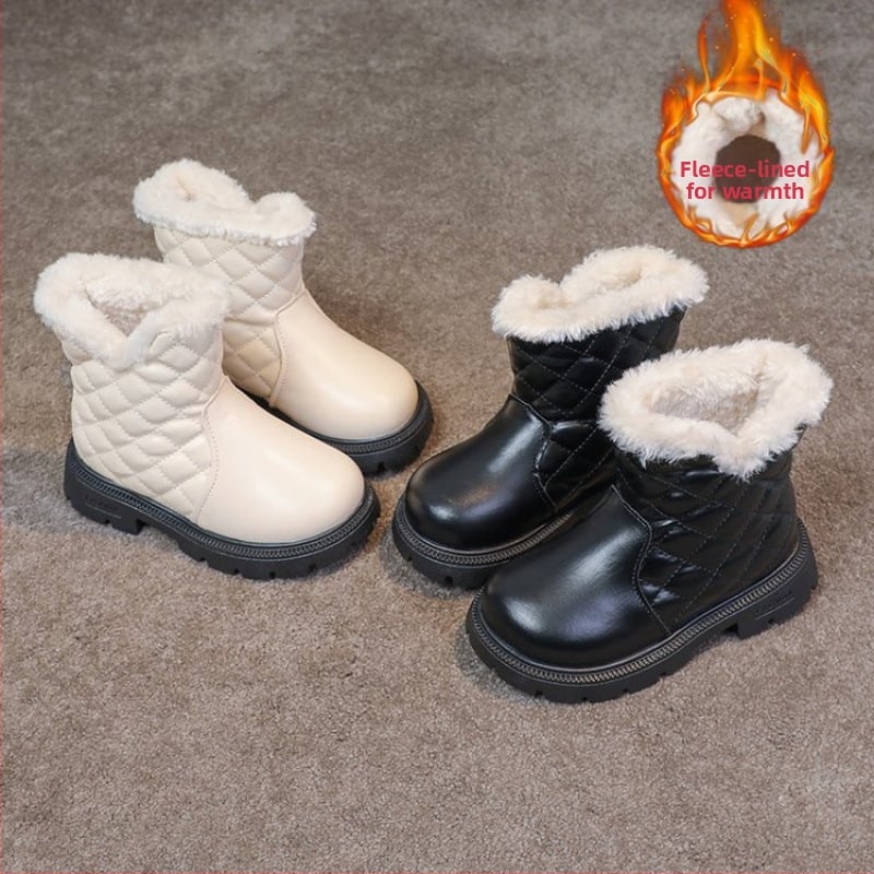 Meitenēm paredzēti potītes zābaki ar PU augšdaļu, ikdienas stila, vecums 1-3 gadi