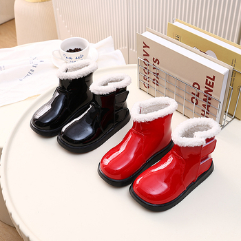 Meitenēm domāti zābaki ar fleece iekšpusi, augšējā materiāla: mākslīgā āda, Velcro aizdare, korejiešu stils, vecums 1–6 gadi, rudens 2024