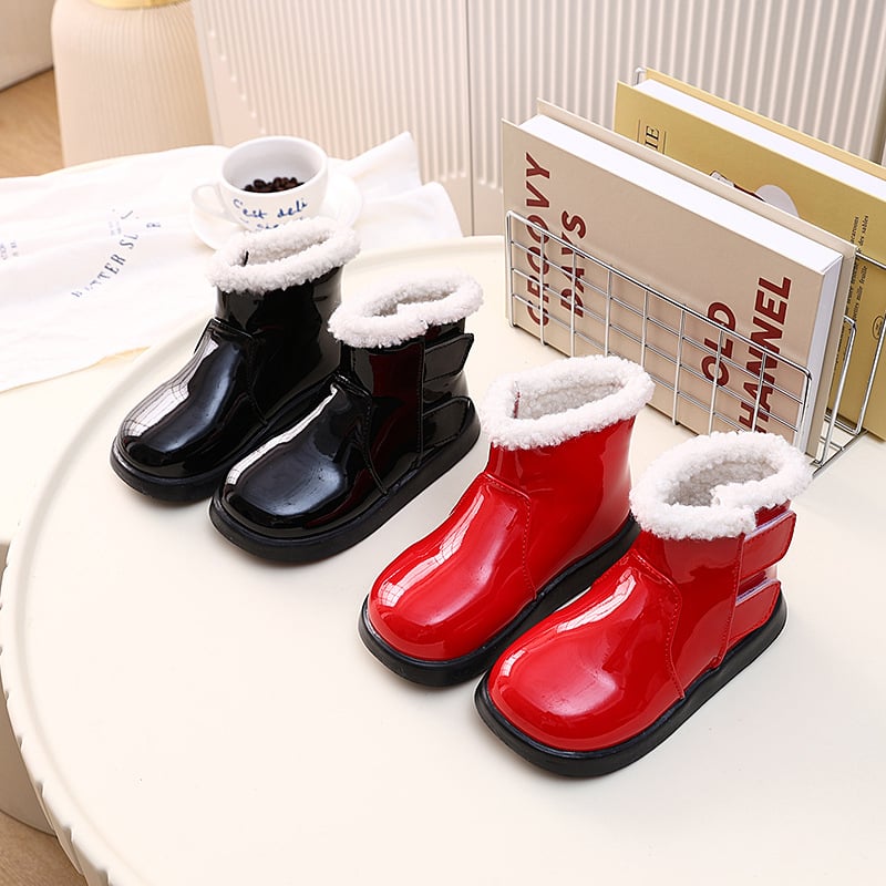 Meitenēm domāti zābaki ar fleece iekšpusi, augšējā materiāla: mākslīgā āda, Velcro aizdare, korejiešu stils, vecums 1–6 gadi, rudens 2024